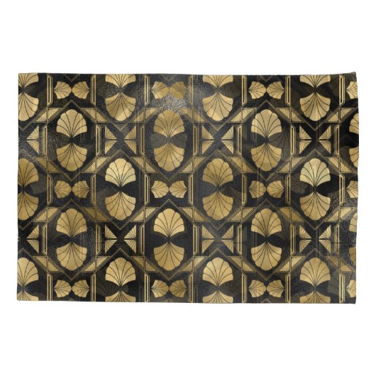 Chic Black & Gold Art Deco Shell Pattern Kussensloop (Achterkant-Links)