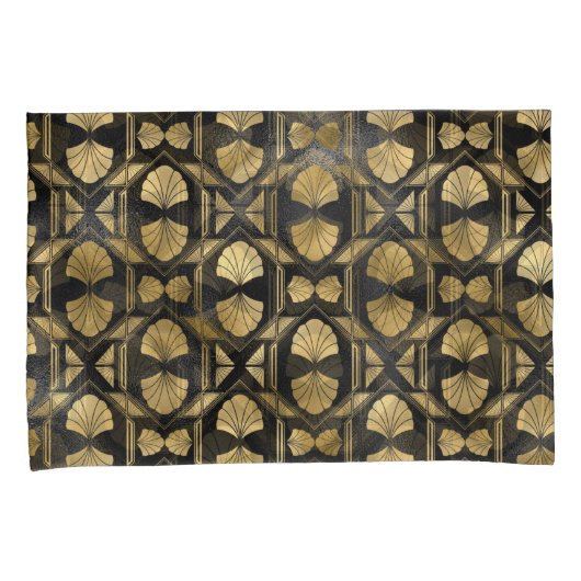 Chic Black & Gold Art Deco Shell Pattern Kussensloop (Voorkant-Rechts)