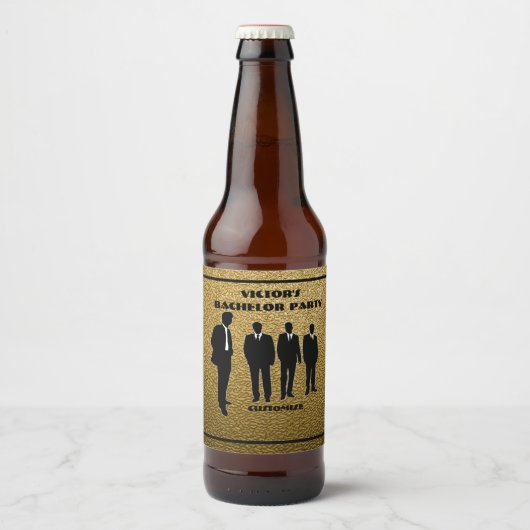 Chic Black & Gold Bachelor Party Bier Etiket (Voorkant)