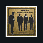 Chic Black & Gold Bachelor Party Servet<br><div class="desc">*Aanpassen met jouw tekst.</div>