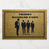 Chic Black & Gold Bachelor Party Sparkling Wijnetiket (Enkel label)