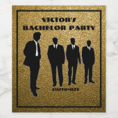 Chic Black & Gold Bachelor Party Wijn Etiket (Enkel label)