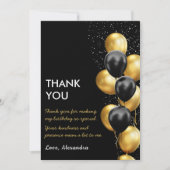 Chic Black Gold Ballon Bedankkaart (Voorkant)