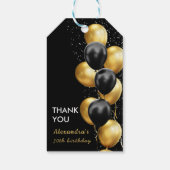 Chic Black Gold Ballon Verjaardag Cadeaulabel (Achterkant)