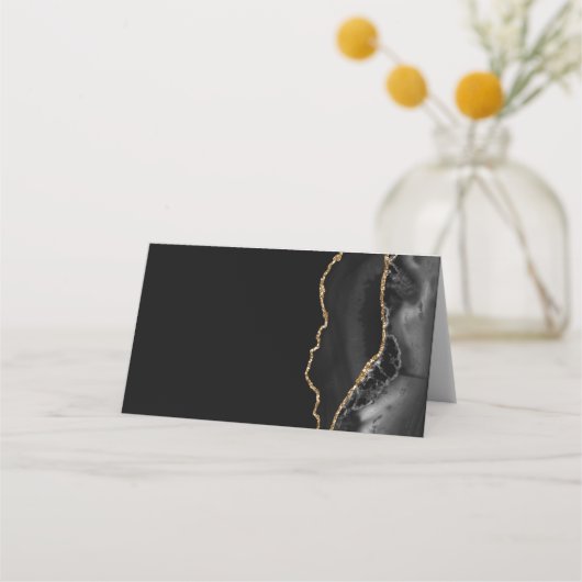 Chic Black Gold Bar Mitswa Place Card Plaatskaartje (Achterkant)