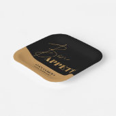 Chic Black Gold Bon Appétit Script Verjaardag Papieren Bordje (Gebogen)