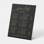 Chic Black Gold Calligraphy Service prijslijst Reclamebord Met Voetstuk (Voorkant)