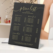 Chic Black Gold Calligraphy Service prijslijst Reclamebord Met Voetstuk