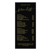 Chic Black Gold Calligraphy Services Prijslijst Reclamekaart (Voorkant)