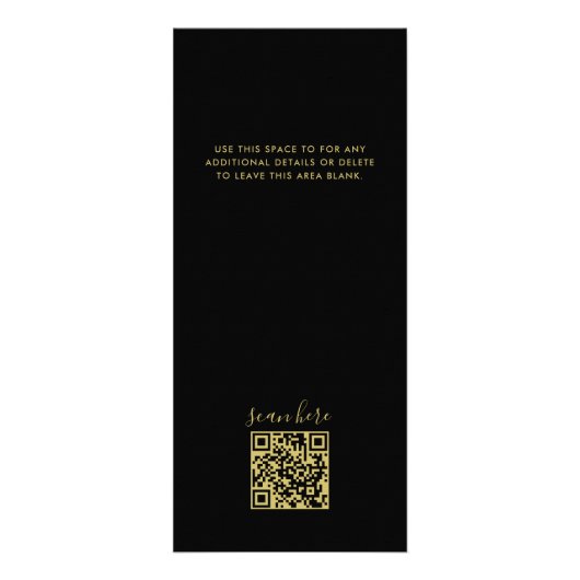 Chic Black Gold Calligraphy Services Prijslijst Reclamekaart (Achterkant)