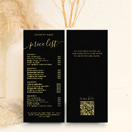 Chic Black Gold Calligraphy Services Prijslijst Reclamekaart