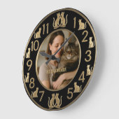 Chic Black & Gold Cat Lover's Wall Clock Grote Klok (Hoek)