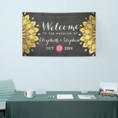 Chic Black & Gold Chalkboard Floral Wedding Banner (Beurs)