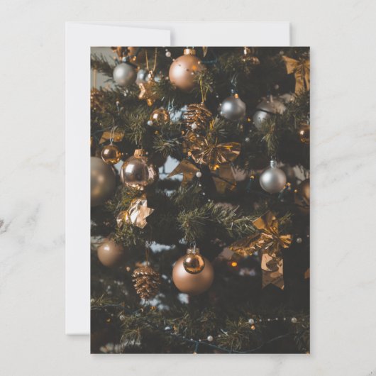 Chic Black & Gold Christmas Greeting Card | Elegan Save The Date (Achterkant)
