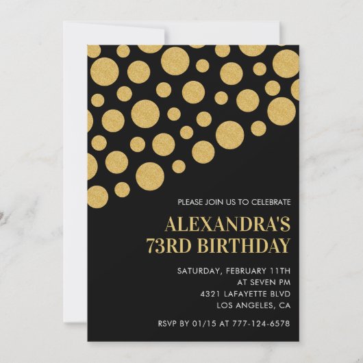 Chic Black Gold Confetti 73e verjaardag Kaart (Voorkant)