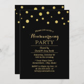 Chic Black & Gold Confetti Stippen Housewarming Kaart (Voorkant / Achterkant)