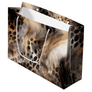 Chic Black Gold Cream Leopard Animal Print Groot Cadeauzakje