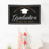 Chic Black Gold Custom High School Afstuderen Spandoek (Insitu)