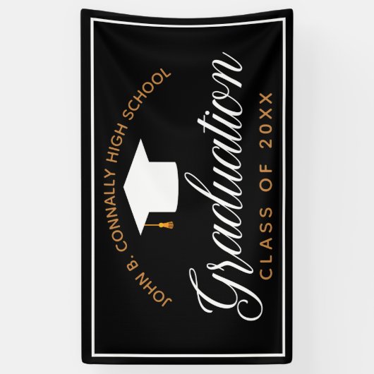 Chic Black Gold Custom High School Afstuderen Spandoek (Verticaal)