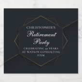 Chic Black Gold Custom Pensioen Partij Sparkling Wijnetiket (Enkel label)