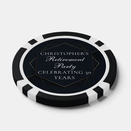 Chic Black Gold Custom Retirement Party Poker Chips (Enkel)