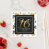 Chic Black & Gold Diamond 16e verjaardag, aangepas Servetten (Insitu)