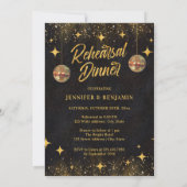 Chic Black Gold Disco Bal Rehearsal Dinner Kaart (Achterkant)