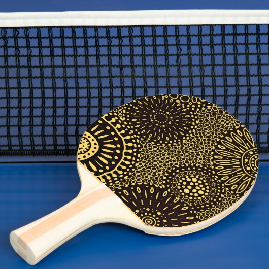 Chic Black Gold Ethnic Floral Ping Pong Paddle Tafeltennisbatje (Insitu)