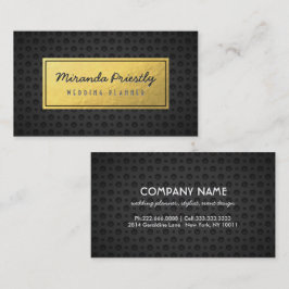 Chic Black & Gold Faux Gold Foil Dark Metal Grids Visitekaartje
