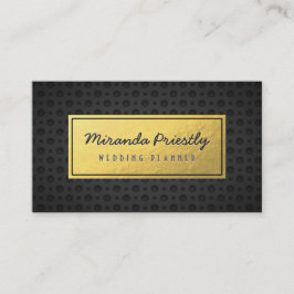 Chic Black & Gold Faux Gold Foil Dark Metal Grids Visitekaartje