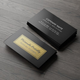 Chic Black & Gold Faux Gold Foil Dark Metal Grids Visitekaartje