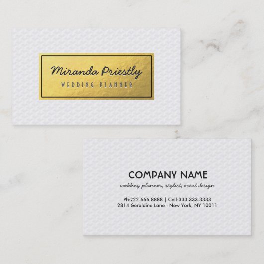 Chic Black & Gold Faux Gold Foil Geometric Pattern Visitekaartje (Voorkant / Achterkant)