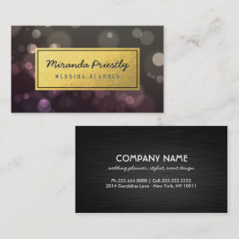 Chic Black & Gold Faux Gold Foil Glitter Bokeh Visitekaartje
