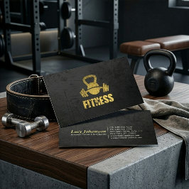 Chic Black Gold Fitness Trainer Kettlebell Barbell Visitekaartje