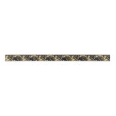 Chic Black Gold Floral Scroll Modern Pattern Satijnen Lint (Voorkant)