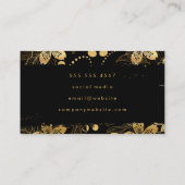 Chic Black Gold Flowers Visitekaartje (Achterkant)