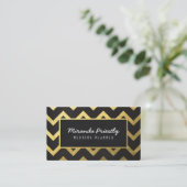 Chic Black Gold Foil Chevron Wave Stripes Pattern Visitekaartje (Staand voorkant)