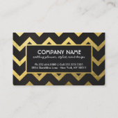 Chic Black Gold Foil Chevron Wave Stripes Pattern Visitekaartje (Achterkant)