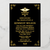 Chic Black Gold Foil Diergeneeskunde Folie Uitnodiging (Voorkant)