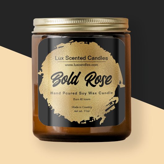 Chic Black Gold Foil Modern Luxury Kandle Product Vierkante Sticker