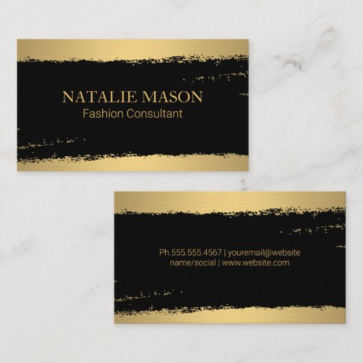Chic Black Gold geborsteld Visitekaartje (Voorkant / Achterkant)