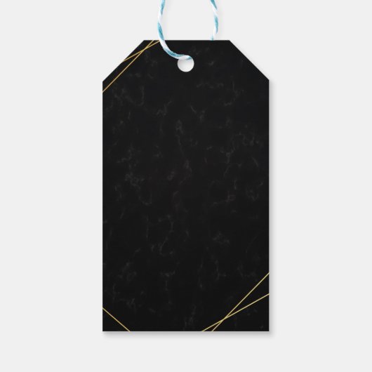 Chic Black & Gold Geometric lijst bedankt Cadeaulabel (Achterkant)