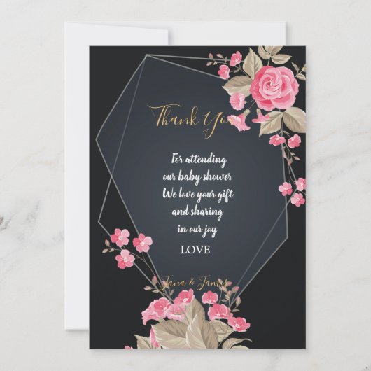 Chic Black & Gold Geometric lijst bedankt Kaart (Voorkant)