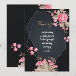 Chic Black & Gold Geometric lijst bedankt Kaart