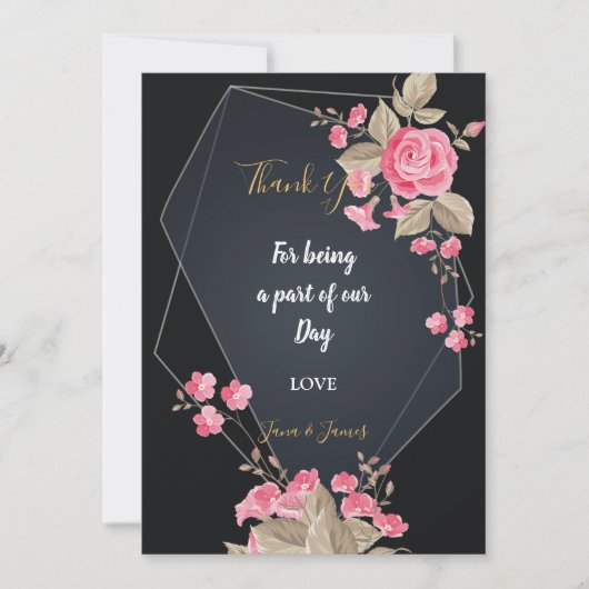 Chic Black & Gold Geometric lijst bedankt Kaart (Voorkant)