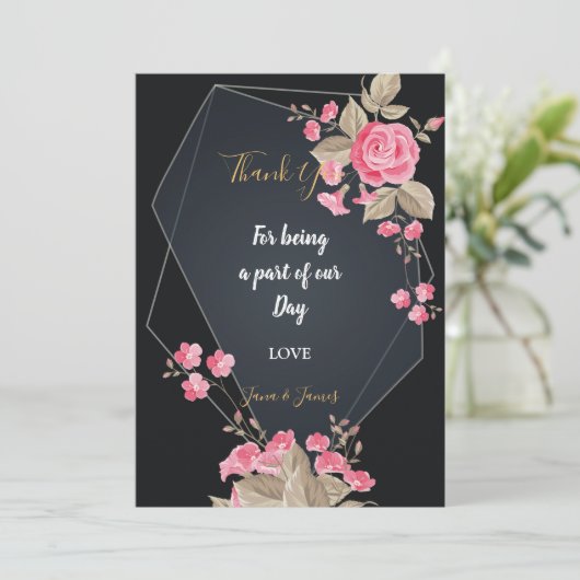 Chic Black & Gold Geometric lijst bedankt Kaart (Staand voorkant)