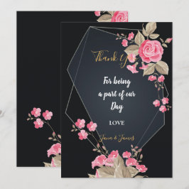 Chic Black & Gold Geometric lijst bedankt Kaart