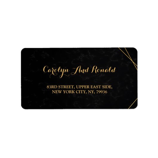 Chic Black & Gold Geometric lijst Etiket (Voorkant)