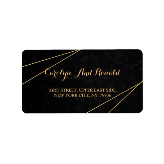 Chic Black & Gold Geometric lijst Etiket (Voorkant)