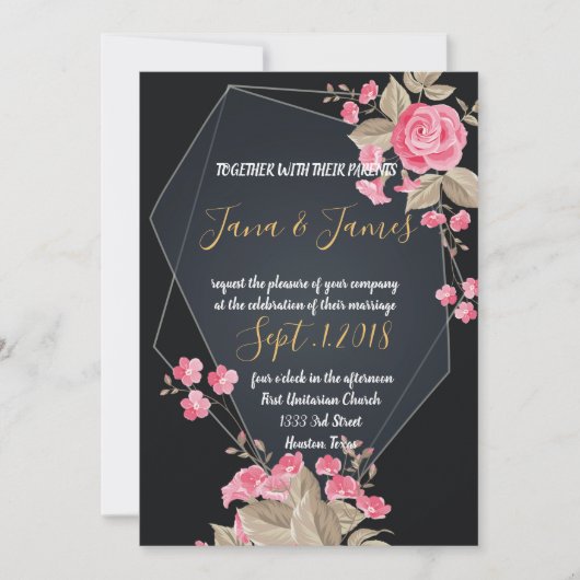 Chic Black & Gold Geometric lijst Kaart (Voorkant)